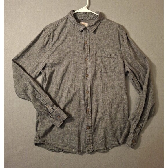 Marine Layer Shirt Mens Medium Grey Long Sleeve Hemp Button Up Holiday 2020 - Picture 1 of 8